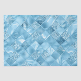 Elegante Hemelblauwe Glitter Diamant Lattice Patro Tissuepapier