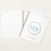 Elegante Hemelblauwe Monogram Huwelijk Planner (Display)