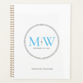Elegante Hemelblauwe Monogram Huwelijk Planner (Voorkant)