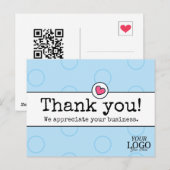 Elegante Hemelblauwe Zakelijke Dankbetuiging Met H Briefkaart (Voorkant / Achterkant)