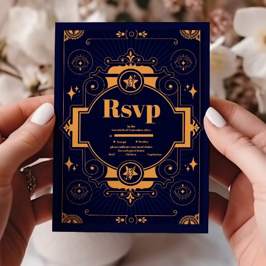 Elegante Hemelbruiloft RSVP Kaartje