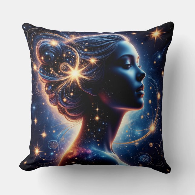 Elegante Hemellichaam Vrouw Silhouet Kussen (Voorkant)