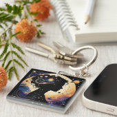 Elegante Hemellichaam Vrouw Silhouet Sleutelhanger (Voorkant Rechts)