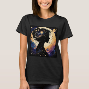 Elegante Hemellichaam Vrouw Silhouet T-shirt