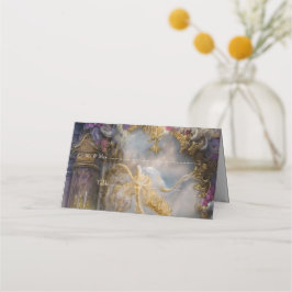 Elegante hemels gouden poort, gouden tekst plaatskaartje