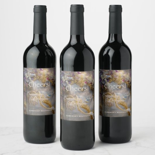 Elegante hemels gouden poort, gouden tekst wijn etiket (Flessen)