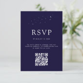 Elegante Hemelse Blauwe QR Code Moderne bruiloft RSVP Kaartje (Staand voorkant)