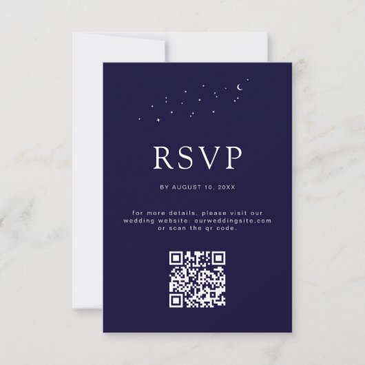 Elegante Hemelse Blauwe QR Code Trouwfoto RSVP Kaartje (Voorkant)