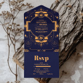 Elegante hemelse bruiloft all in one uitnodiging