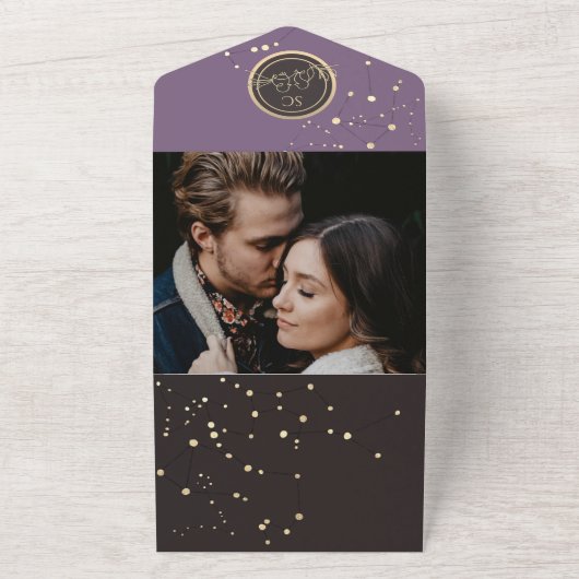 Elegante hemelse bruiloft all in one uitnodiging (Buitenkant)