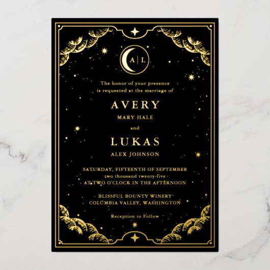 Elegante Hemelse bruiloft Folie Uitnodiging (Voorkant)