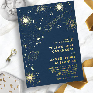 Elegante hemelse bruiloft folie uitnodiging
