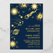 Elegante hemelse bruiloft folie uitnodiging (Voorkant)