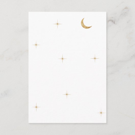 Elegante hemelse gouden maan sterren bruiloft deta informatiekaartje (Achterkant)