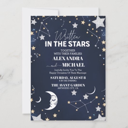 Elegante Hemelse Halve Maan bruiloft Kaart (Voorkant)