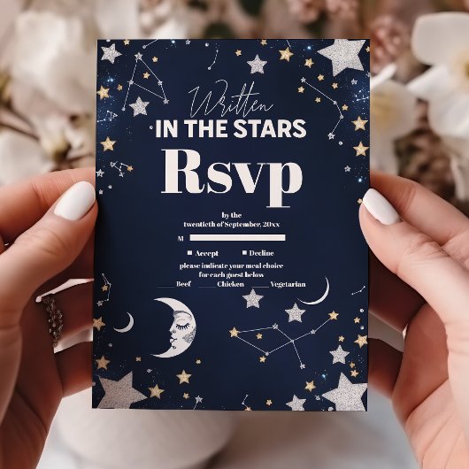 Elegante Hemelse Halvemaan Bruiloft RSVP Kaartje