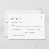 Elegante hemelse Midnight Blue Monogram bruiloft RSVP Kaartje (Voorkant)