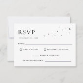Elegante Hemelse Minimale Zwarte Monogram Trouwen RSVP Kaartje (Voorkant)
