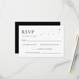 Elegante Hemelse Minimale Zwarte Monogram Trouwen RSVP Kaartje
