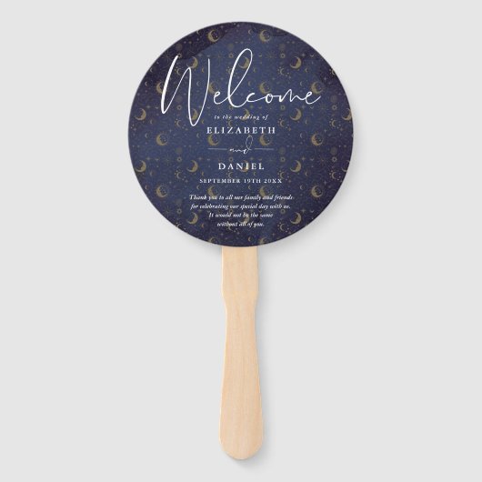 Elegante hemelse mystieke bruiloft programma Hart Handwaaier (Voorkant)