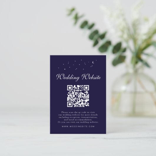Elegante Hemelse QR Code Blauwe bruiloft Details Informatiekaartje (Staand voorkant)