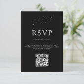 Elegante hemelse QR-code moderne zwarte bruiloft RSVP Kaartje (Staand voorkant)