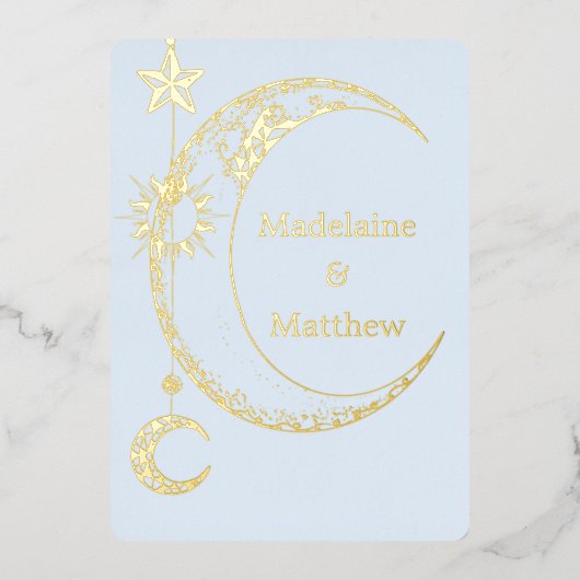 Elegante hemelse sterren Galaxy avond bruiloft Folie Uitnodiging (Voorkant)