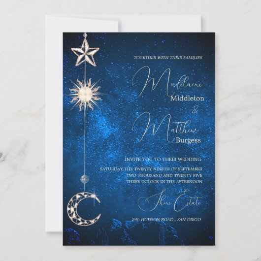 Elegante hemelse sterren Galaxy avond bruiloft Kaart (Voorkant)