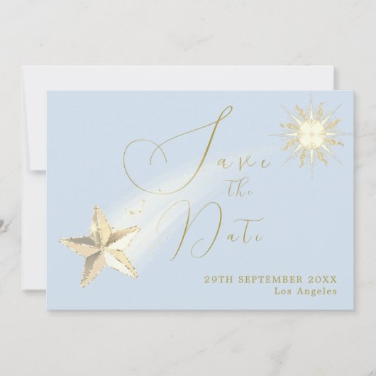 Elegante hemelse sterren maan avond bruiloft save the date (Voorkant)