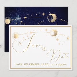 Elegante hemelse sterren maan avond bruiloft save the date
