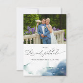 Elegante Hemelse Sterrenhemel Waterverf Fotobruilo Bedankkaart (Voorkant)