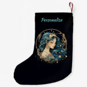Elegante Hemelse Vrouw Boho Chic Kerstmis Kleine Kerstsok (Achterkant)