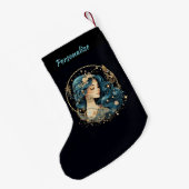 Elegante Hemelse Vrouw Boho Chic Kerstmis Kleine Kerstsok (Achterkant (Hangend))