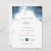 Elegante hemelse Waterverf bruiloft Save The Date (Voorkant)