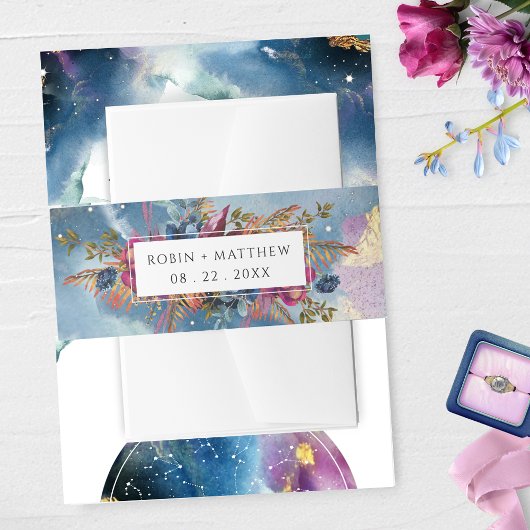 Elegante hemelse Waterverf en mystieke tuin Uitnodigingen Wikkel