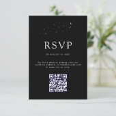 Elegante Hemelse Zwarte QR Code Trouwfoto RSVP Kaartje (Staand voorkant)
