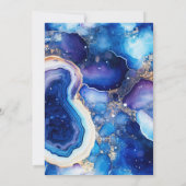 Elegante Hemelsteen Agaat Zwarte Glitter Bruiloft Kaart (Achterkant)