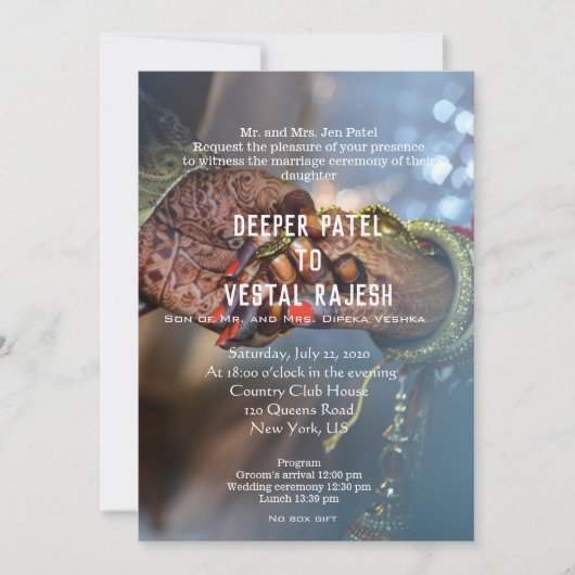 Elegante Henna Indiase bruiloft uitnodigen Kaart (Voorkant)