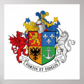 Elegante Heraldische Crest - Fortis et Fidelis Mot Poster (Voorkant)