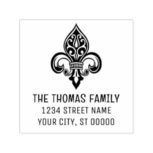Elegante Heraldische Fleur de Lis #26 Naam Adres Zelfinktende Stempel