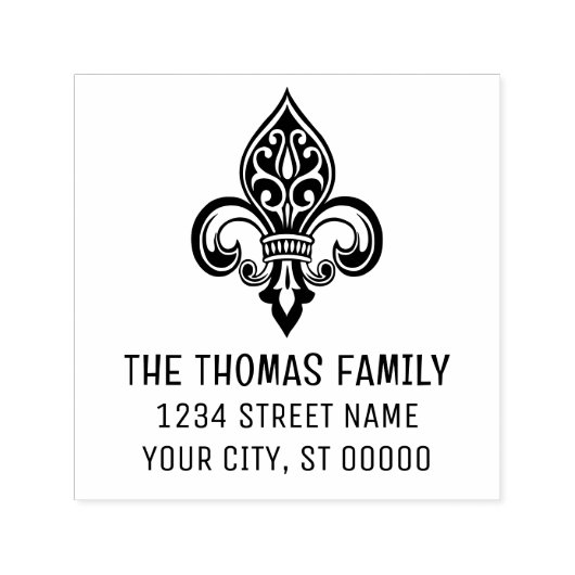 Elegante Heraldische Fleur de Lis #26 Naam Adres Zelfinktende Stempel (Design)