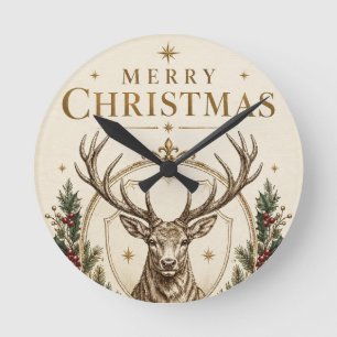 Elegante Heraldische Kerstmis, Herten Crest en Hul Ronde Klok