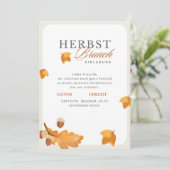 Elegante Herbst Brunch Einladung Creme & Orange Kaart (Staand voorkant)