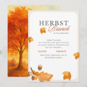 Elegante Herbst Brunch Einladung Creme & Orange Kaart (Voorkant / Achterkant)