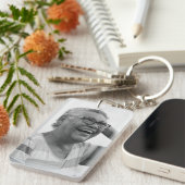 Elegante Herdenking Memorial Grijs Aangepaste Foto Sleutelhanger (Voorkant Rechts)