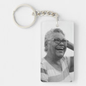 Elegante Herdenking Memorial Grijs Aangepaste Foto Sleutelhanger (Voorkant)