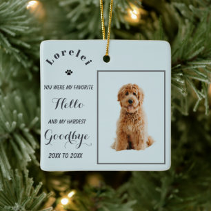 Elegante Herdenkingsfoto Huisdier Met Condoleance Keramisch Ornament