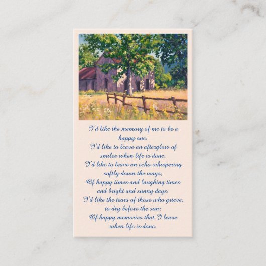 Elegante Herdenkingskaart Visitekaartje (Voorkant)