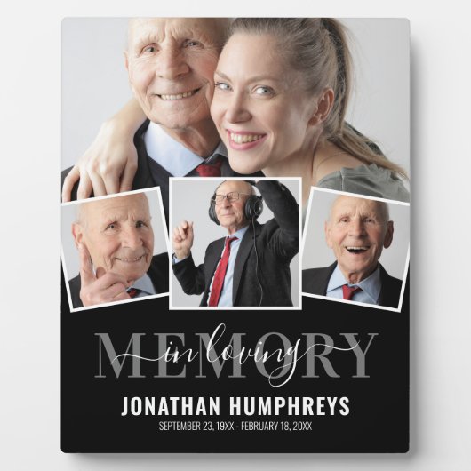 Elegante herdenkingsplaquette met 4 foto's fotoplaat (Voorkant)