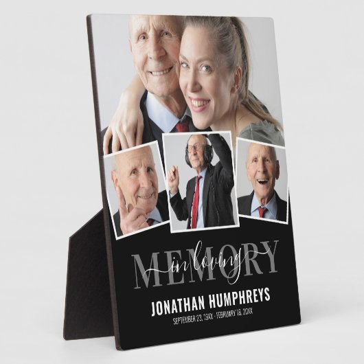 Elegante herdenkingsplaquette met 4 foto's fotoplaat (Zijkant)